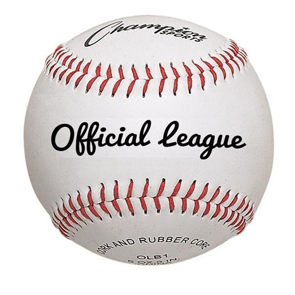 Champion Sports OLB1 3 in. Premium Leather Official League Baseball; White & Red - Pack of 12 OLB1 - main